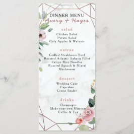 Elegante Rose Geometrische Hochzeit Menükarte
