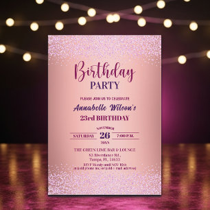 Elegante Rose Glitter Metallic Pink 23. Geburtstag Einladung