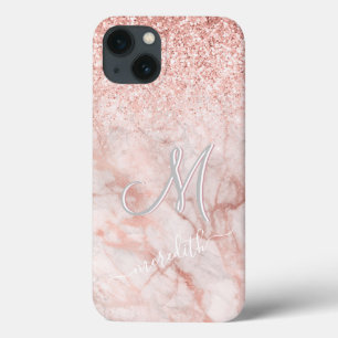 Elegante Rose Gold 3 Color Monogram Name  Case-Mate iPhone Hülle