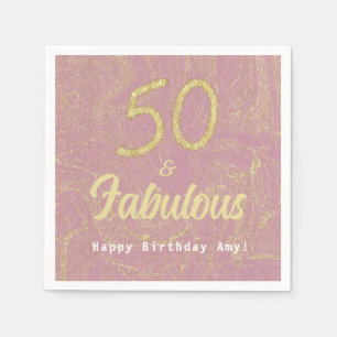 Elegante Rose Gold 50 und prächtig 50. Geburtstag Serviette