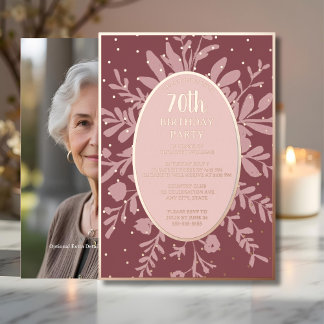 Elegante Rose Gold 70. Custom Birthday Party Folieneinladung