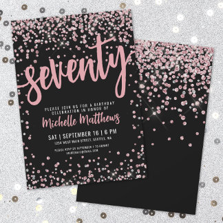 Elegante Rose Gold 70. Geburtstag Einladung