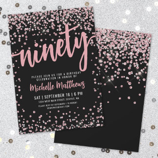 Elegante Rose Gold 90. Geburtstag Einladung
