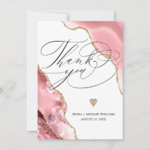 Elegante Rose Gold Agate Glitzer Script Wedding
