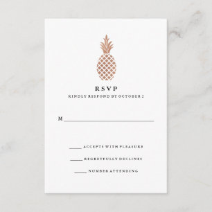 Elegante Rose Gold Ananas Hochzeit RSVP Karte