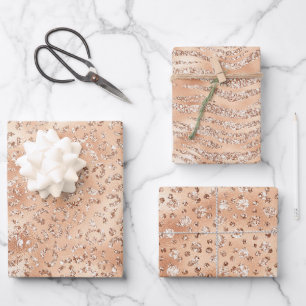 Elegante Rose Gold Animal Print Muster Geschenkpapier Set