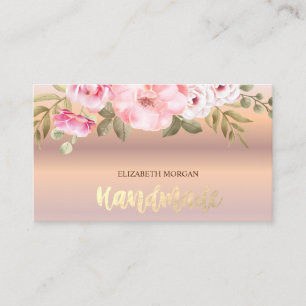 Elegante Rose Gold Aquarellfarben Blume Visitenkarte