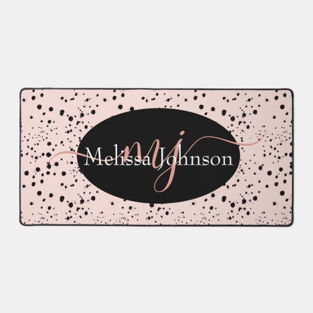 Elegante Rose Gold auf Black Mouse Pad Schreibtischunterlage (Vorderseite)