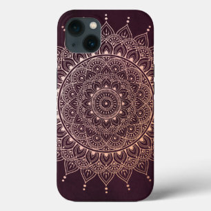 Elegante Rose Gold auf Burgund Flora Henna Mandala Case-Mate iPhone Hülle