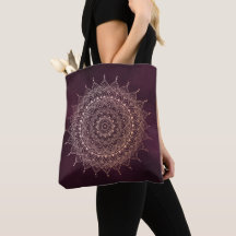 Elegante Rose Gold auf Burgund Flora Henna Mandala