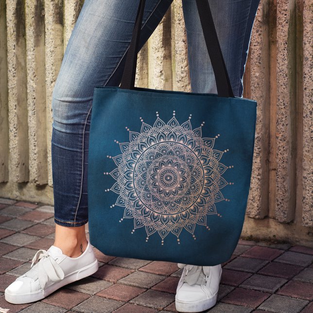 Elegante Rose Gold auf dem Aquamarinen Flora Henna Tasche (Von Creator hochgeladen)