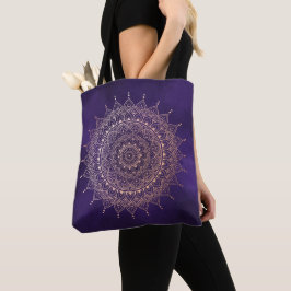 Elegante Rose Gold auf dem Lila Flora Henna Mandal Tasche