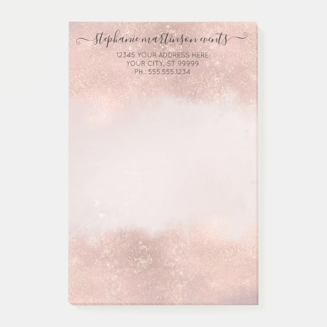 Elegante Rose Gold Beruflich Salon Haare Makeup Post-it Klebezettel (Vorderseite)