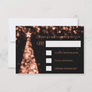 Elegante Rose Gold Black Christmas RSVP Karte
