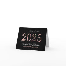 Elegante Rose Gold Black Class 2025 Abschluss