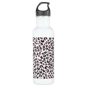 Elegante Rose Gold Black Leopard Animal Print Edelstahlflasche
