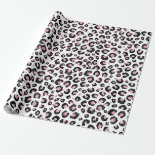 Elegante Rose Gold Black Leopard Animal Print Geschenkpapier