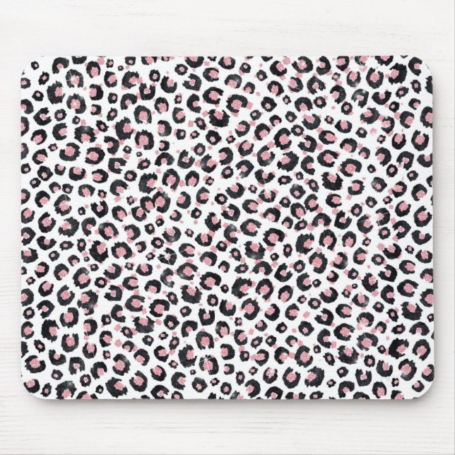 Elegante Rose Gold Black Leopard Animal Print Mousepad (Vorne)