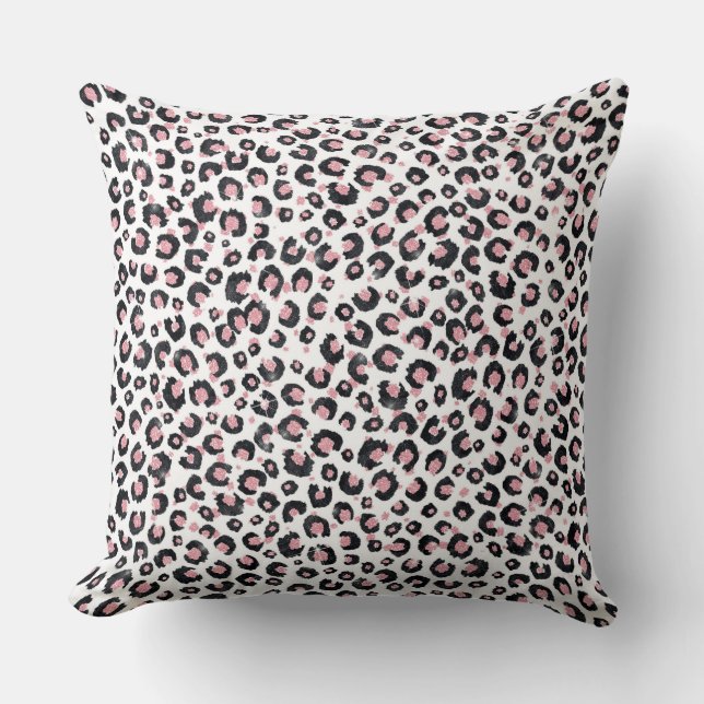 Elegante Rose Gold Black Leopard Muster Kissen (Vorderseite)