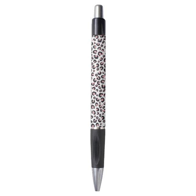 Elegante Rose Gold Black Leopard Muster Kugelschreiber (Vorderseite Vertikal)
