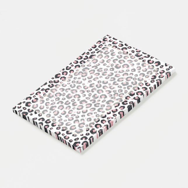 Elegante Rose Gold Black Leopard Muster Post-it Klebezettel (angewinkelt)