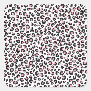 Elegante Rose Gold Black Leopard Muster Quadratischer Aufkleber