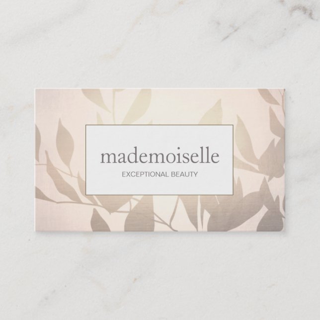Elegante Rose Gold Blätter Esthetian Beauty Visitenkarte (Vorderseite)