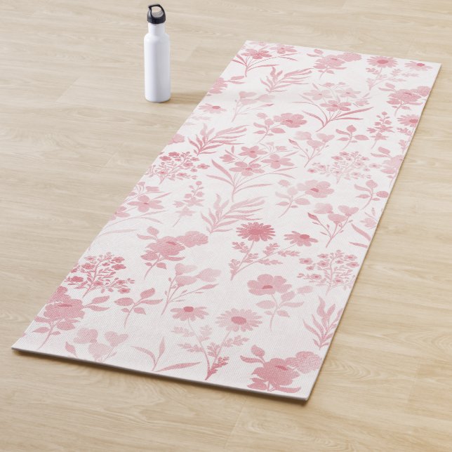 Elegante Rose Gold Blume Weiß Botanisch Yogamatte (Beispiel)