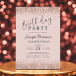 Elegante Rose Gold Blush Glitzer 30. Geburtstag Einladung<br><div class="desc">Feiern Sie einen glänzenden 30. mit diesem eleganten Rose Gold Blush Glitzer Geburtstag Einladung! Dieses Design mit einem weichen Hintergrund und Imitaten Rose Gold Glitzer Akzente verbindet moderne Glaselemente mit zeitloser Eleganz. Vollständig editierbar, ideal für die Anpassung an den Ehrengast mit seinen Party-, Alter- und Ehrendetails - ideal für einen...</div>