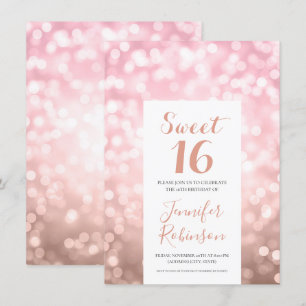 Elegante Rose Gold Blush Sweet 16 Einladung