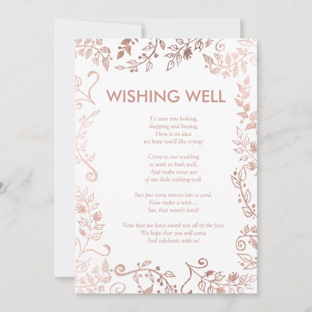 Elegante Rose Gold Blütenwelt Gute Wünsche Einladung (Vorderseite)