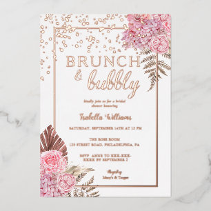 Elegante Rose Gold Boho Brautparty Folieneinladung