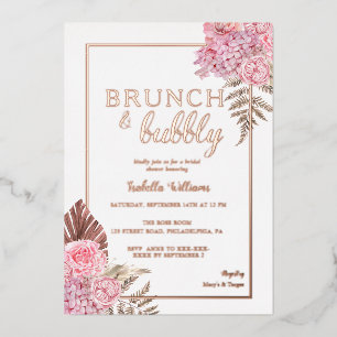 Elegante Rose Gold Boho Brautparty Folieneinladung