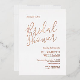 Elegante Rose Gold Boho Minimalistisches Brautpart Folieneinladung