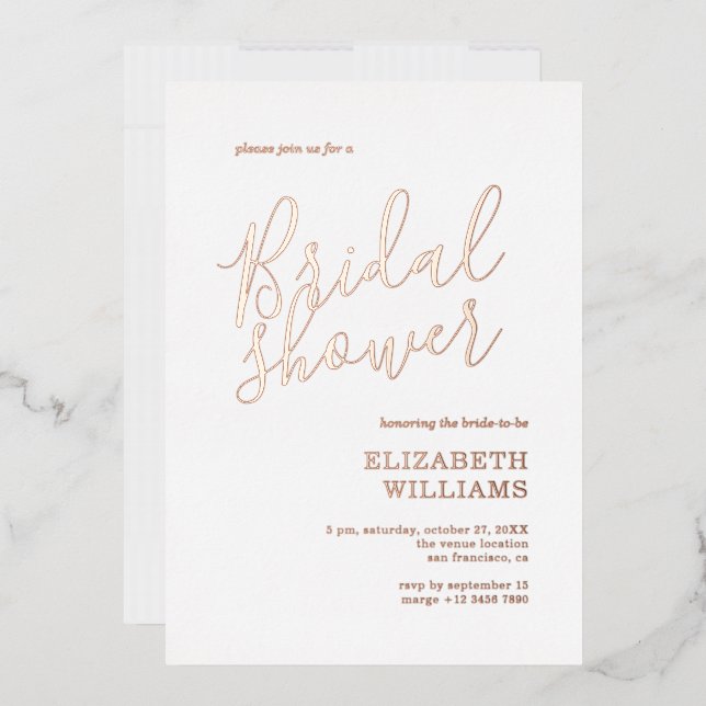 Elegante Rose Gold Boho Minimalistisches Brautpart Folieneinladung (Briefumschlag)