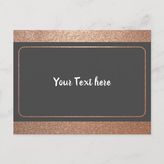 Elegante Rose Gold Border Frame Design Einfach Sch Postkarte (Vorderseite)