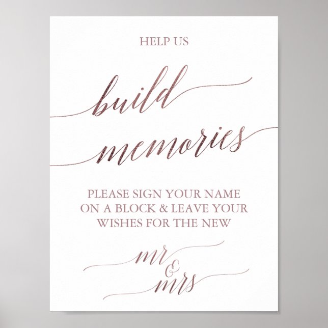 Elegante Rose Gold Calligrafy Build Erinnerungen U Poster (Vorne)