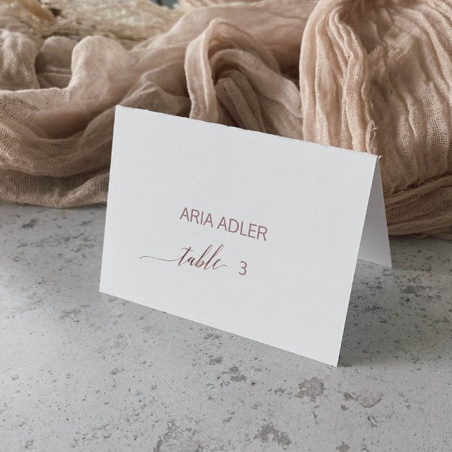 Elegante Rose Gold Calligrafy Escort Platzkarten Tischnummer (Von Creator hochgeladen)