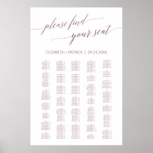 Elegante Rose Gold Calligraphie 200+ Seating Chart Poster