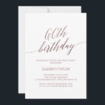 Elegante Rose Gold Calligraphie 60. Geburtstag Einladung<br><div class="desc">Diese elegante Rose mit Goldkalligraphie aus dem 60. Jubiläum lädt zu einer einfachen Geburtstagsfeier ein. Das rot-rosa Design besticht durch eine minimalistische Karte, die mit romantischen und skurrilen Imitaten Rose Goldfolie Typografie dekoriert ist. Bitte beachten Sie: Dieses Design enthält keine echte Goldfolie der Rose. Es ist eine qualitativ hochwertige Grafik,...</div>