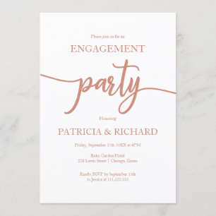 Elegante Rose Gold Calligraphy Engagement Party Einladung