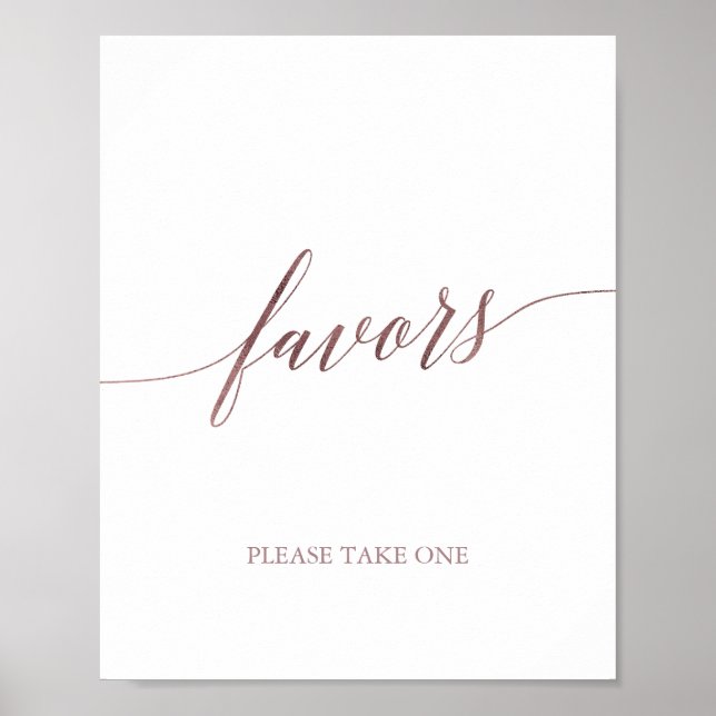 Elegante Rose Gold Calligraphy Favorits Poster (Vorne)