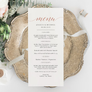 Elegante Rose Gold Calligraphy Menu Card Menükarte