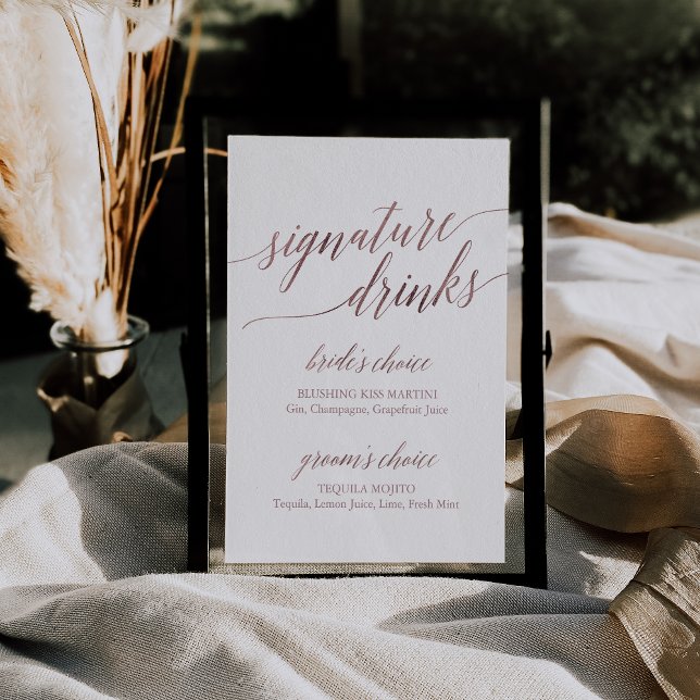 Elegante Rose Gold Calligraphy Signature Drinks Poster (Von Creator hochgeladen)