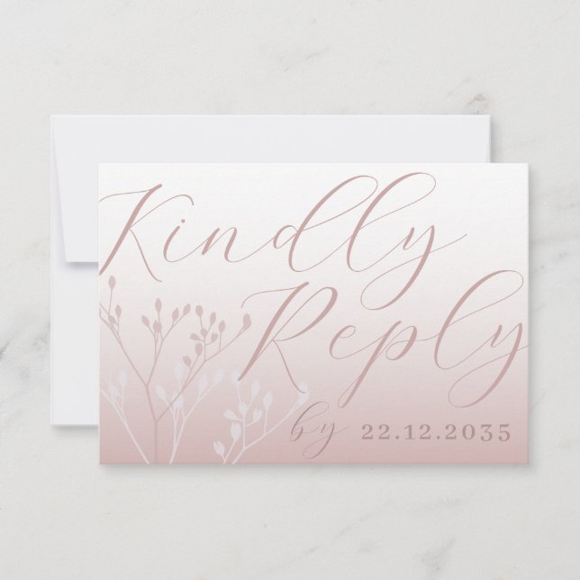 Elegante Rose Gold Calligraphy UAWG Wedding RSVP Karte (Vorderseite)