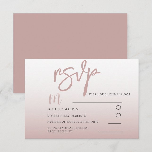Elegante Rose Gold Calligraphy UAWG Wedding RSVP Karte (Vorne/Hinten)