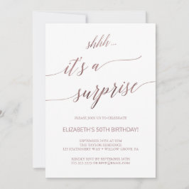 Elegante Rose Gold Calligraphy Überraschendes Part Einladung