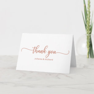 Elegante Rose Gold Calligraphy Vielen Dank Karte