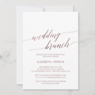 Elegante Rose Gold Calligraphy Wedding Brunch Einladung