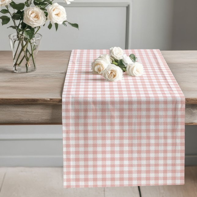 Elegante Rose Gold Checkered Kariert Table Runner Großer Tischläufer (Elegant Rose Gold Checkered Plaid Table Runner Decor)